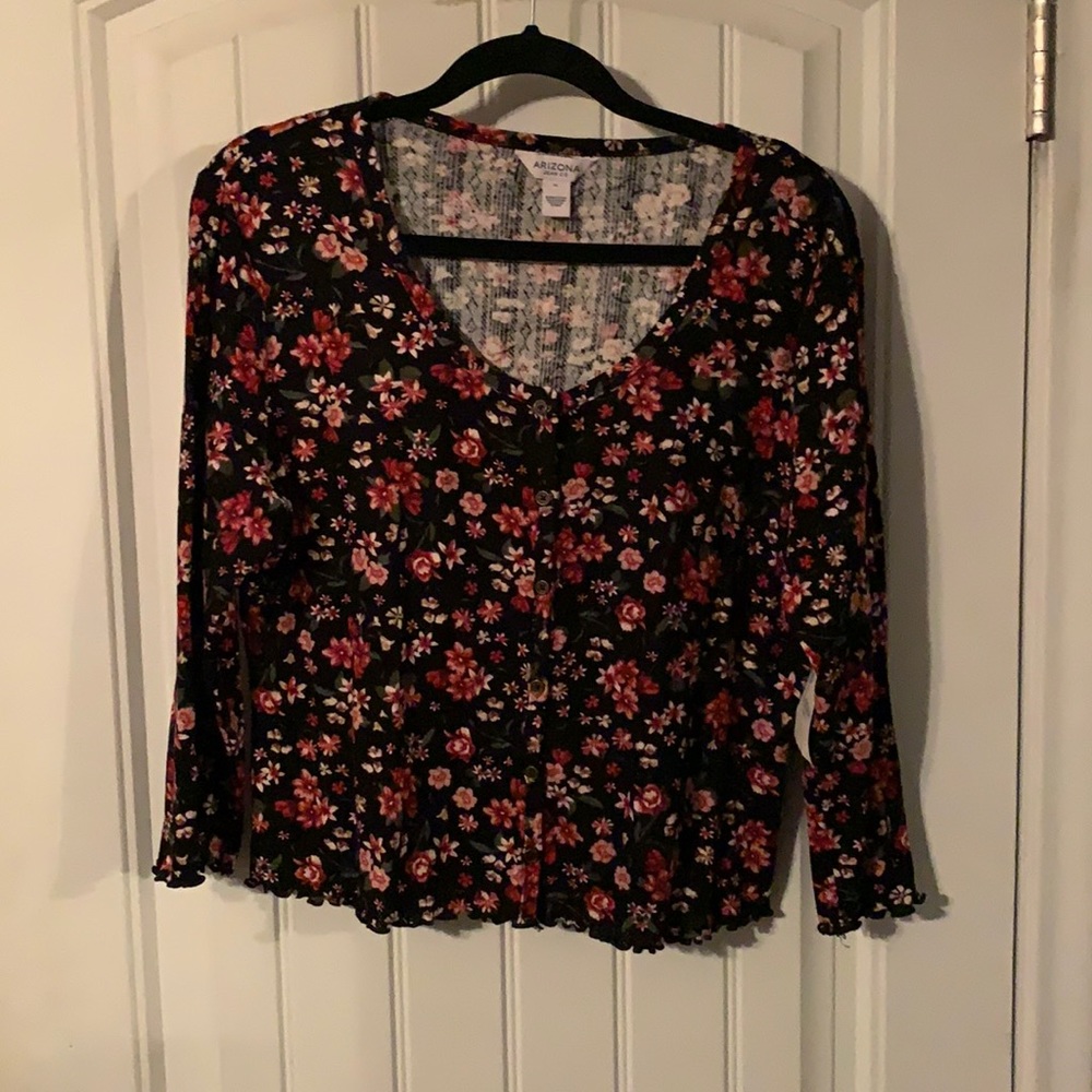 Cropped button down floral top